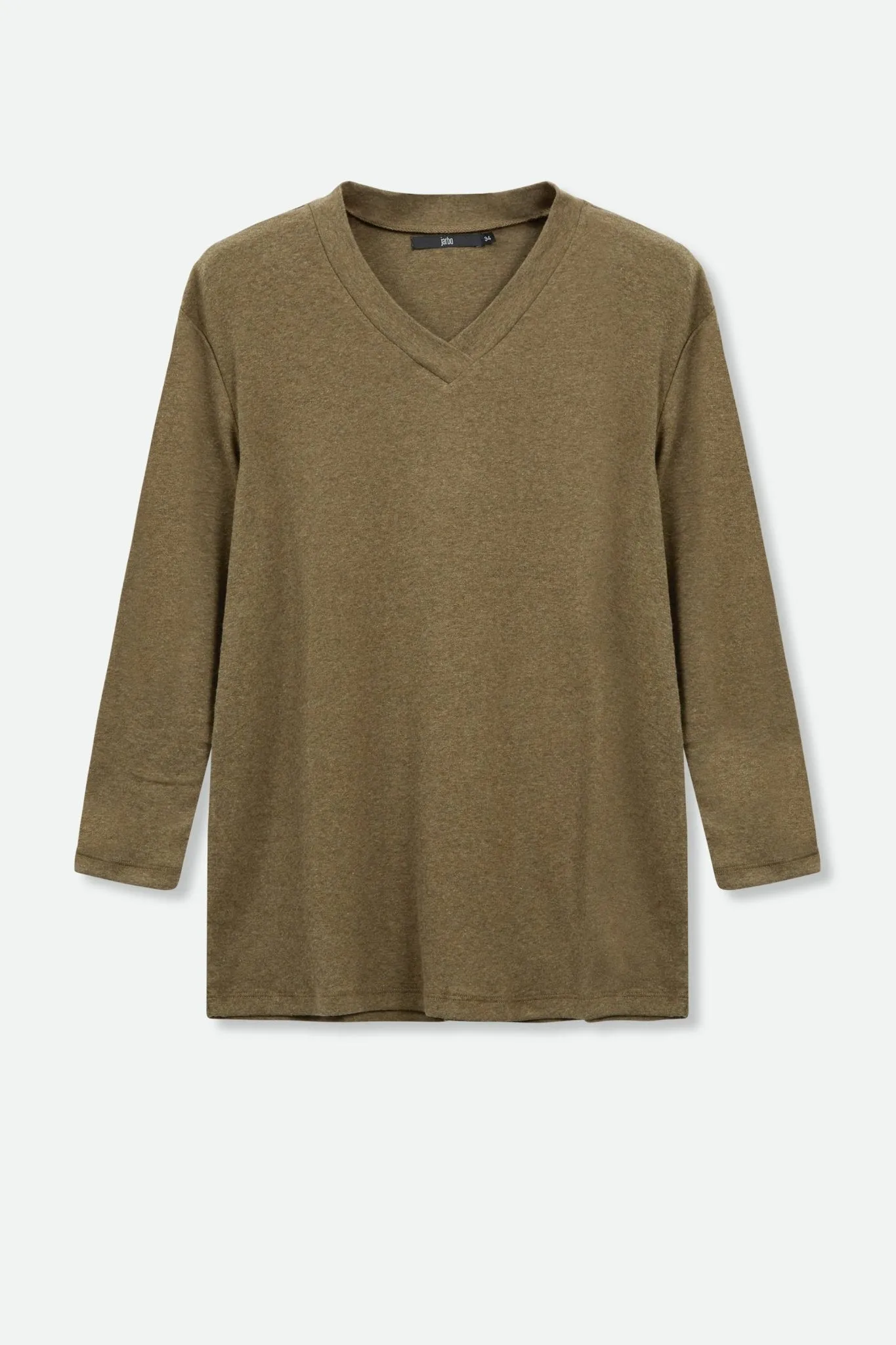 A LINE V NECK BRACELET SLEEVE IN HEATHERED PIMA STRETCH tactile lead