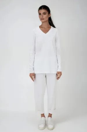 A LINE V NECK LONG SLEEVE IN PIMA COTTON STRETCH pre-sleep soft