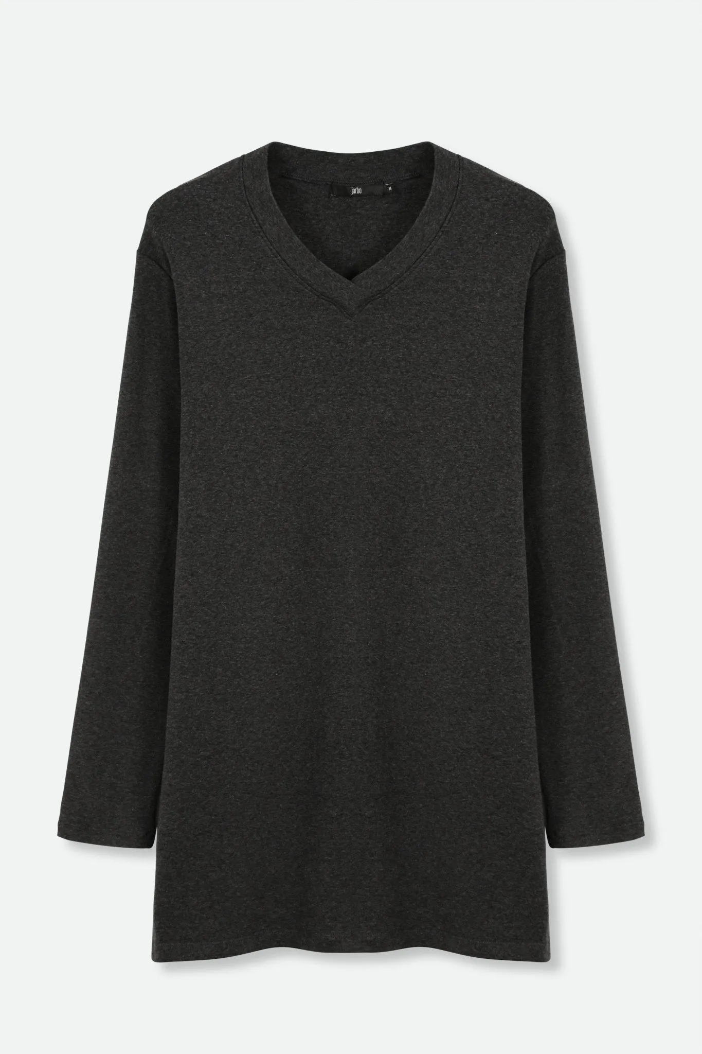 A LINE V NECK LONG SLEEVE TUNIC IN HEATHERED PIMA STRETCH low saturation