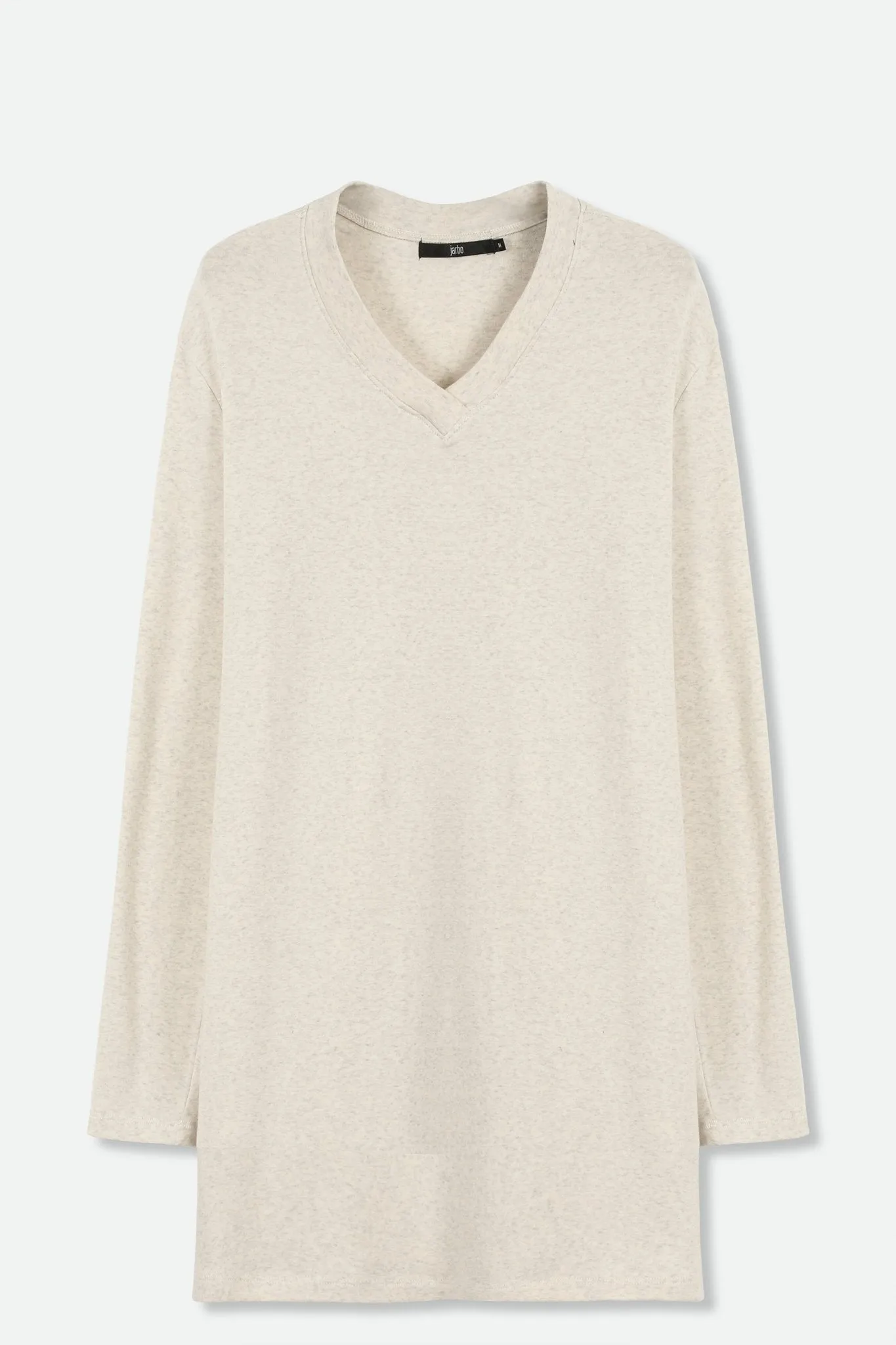 A LINE V NECK LONG SLEEVE TUNIC IN HEATHERED PIMA STRETCH anti wrinkle