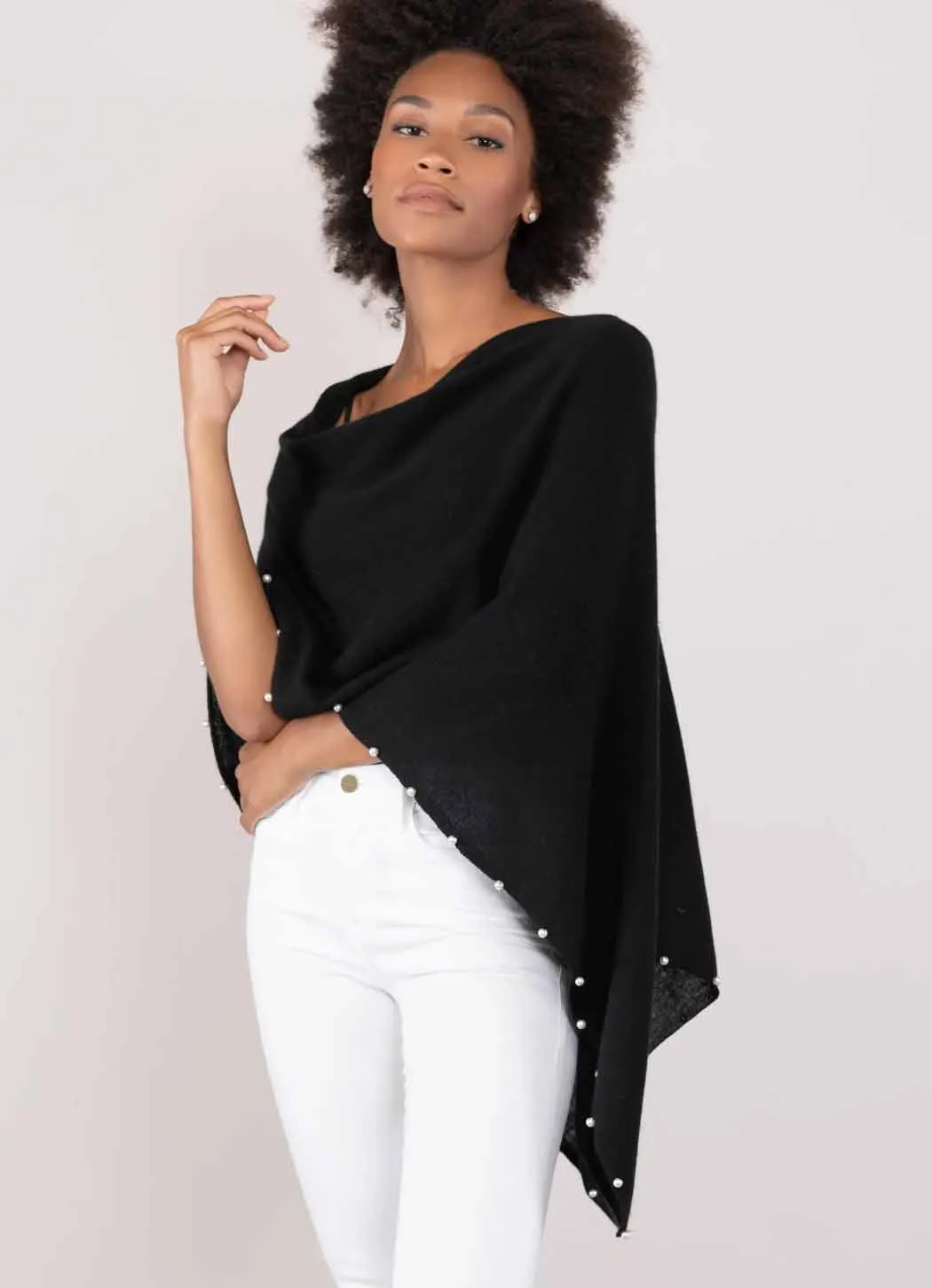 Alashan Cashmere Pearl Trim Topper breezy days