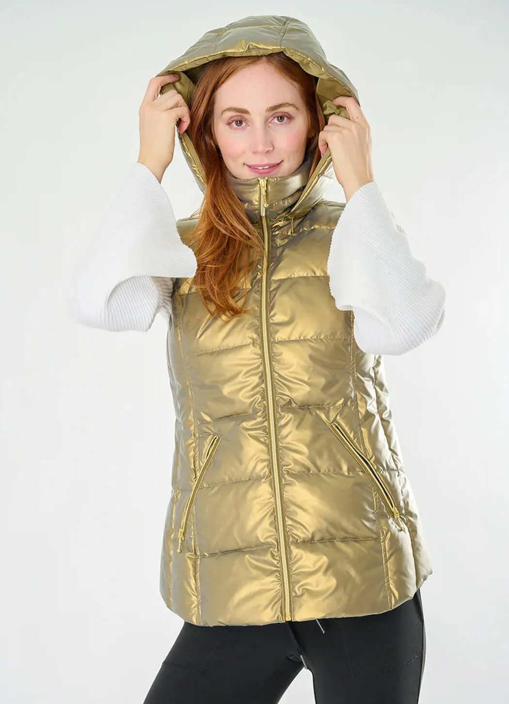 Anorak Cosmic Metallic Hooded Down Vest commute gear
