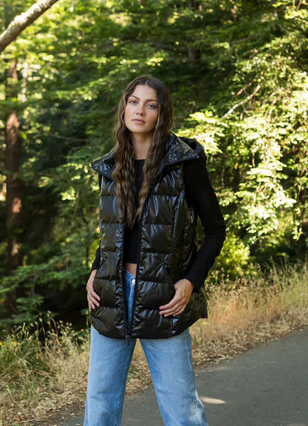 Anorak Cosmic Metallic Hooded Down Vest aesthetic code