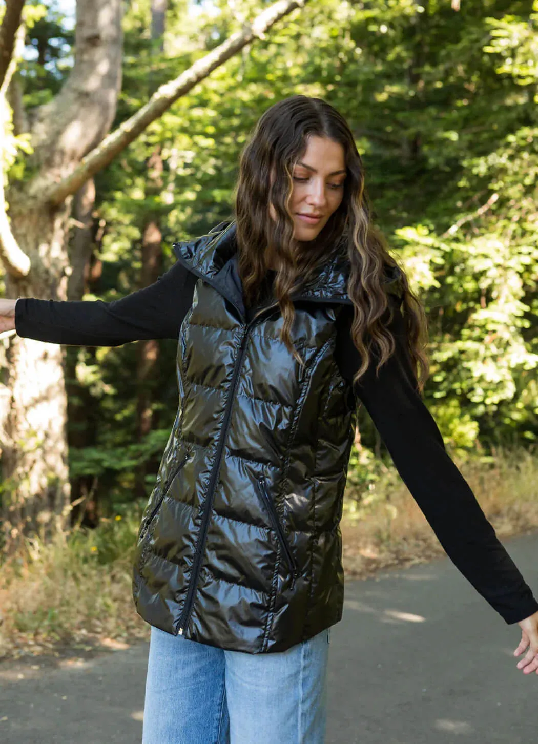 Anorak Cosmic Metallic Hooded Down Vest free ease