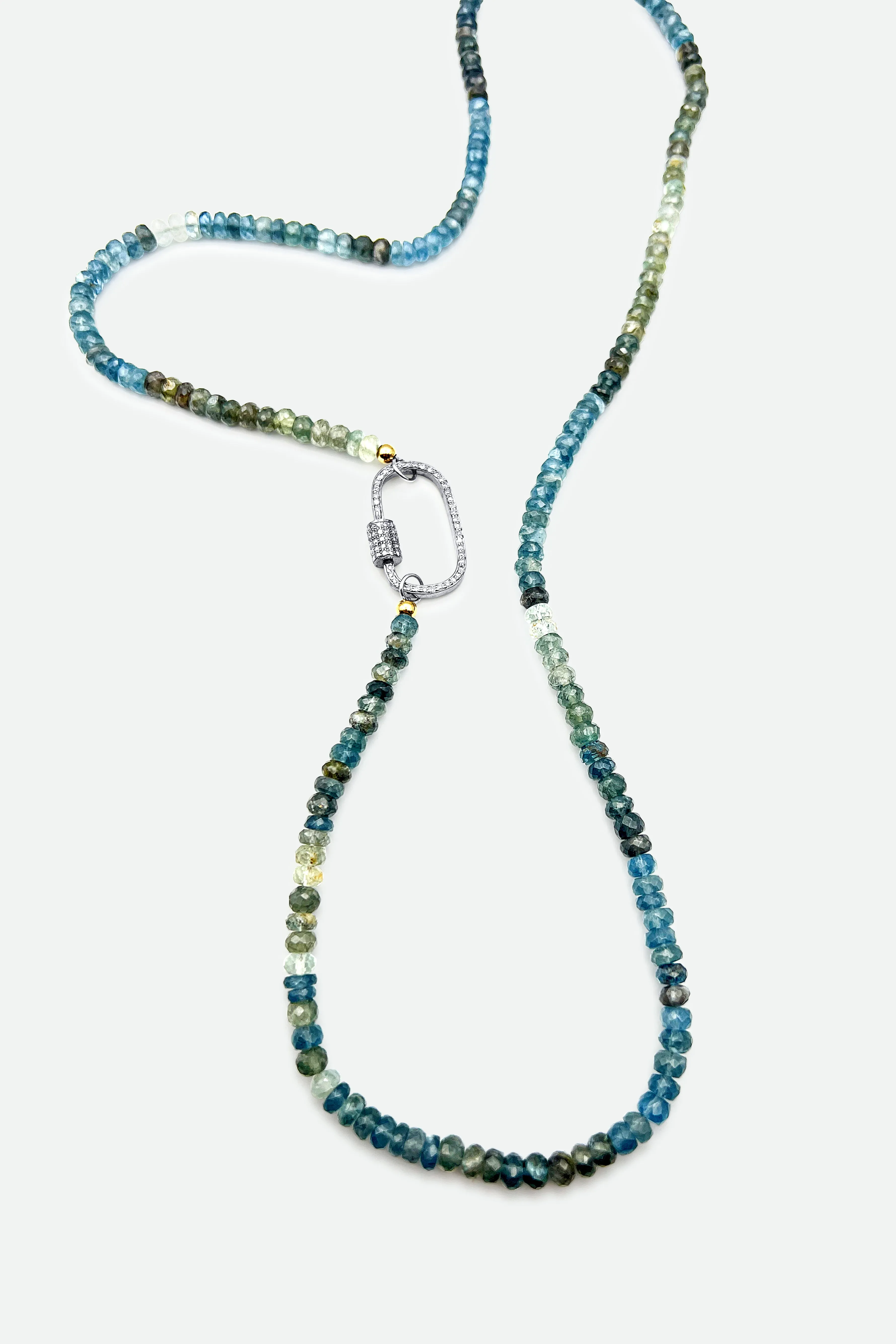 AQUAMARINE LONG NECKLACE WITH DIAMOND CLASP daring touch