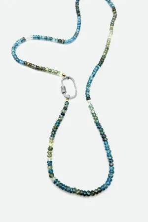 AQUAMARINE LONG NECKLACE WITH DIAMOND CLASP chic wave AQUAMARINE LONG NECKLACE WITH DIAMOND CLASP daring touch