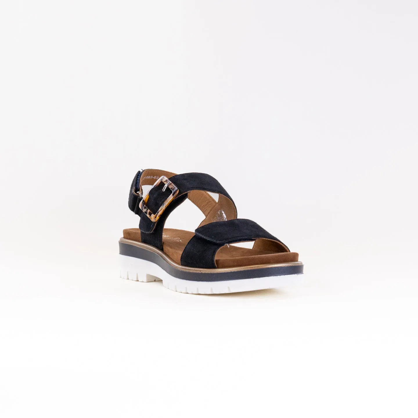 Ara Marbella Women's Triple Adjustable Sandal (Women's) - Navy Kid Suede Sunshine Glow