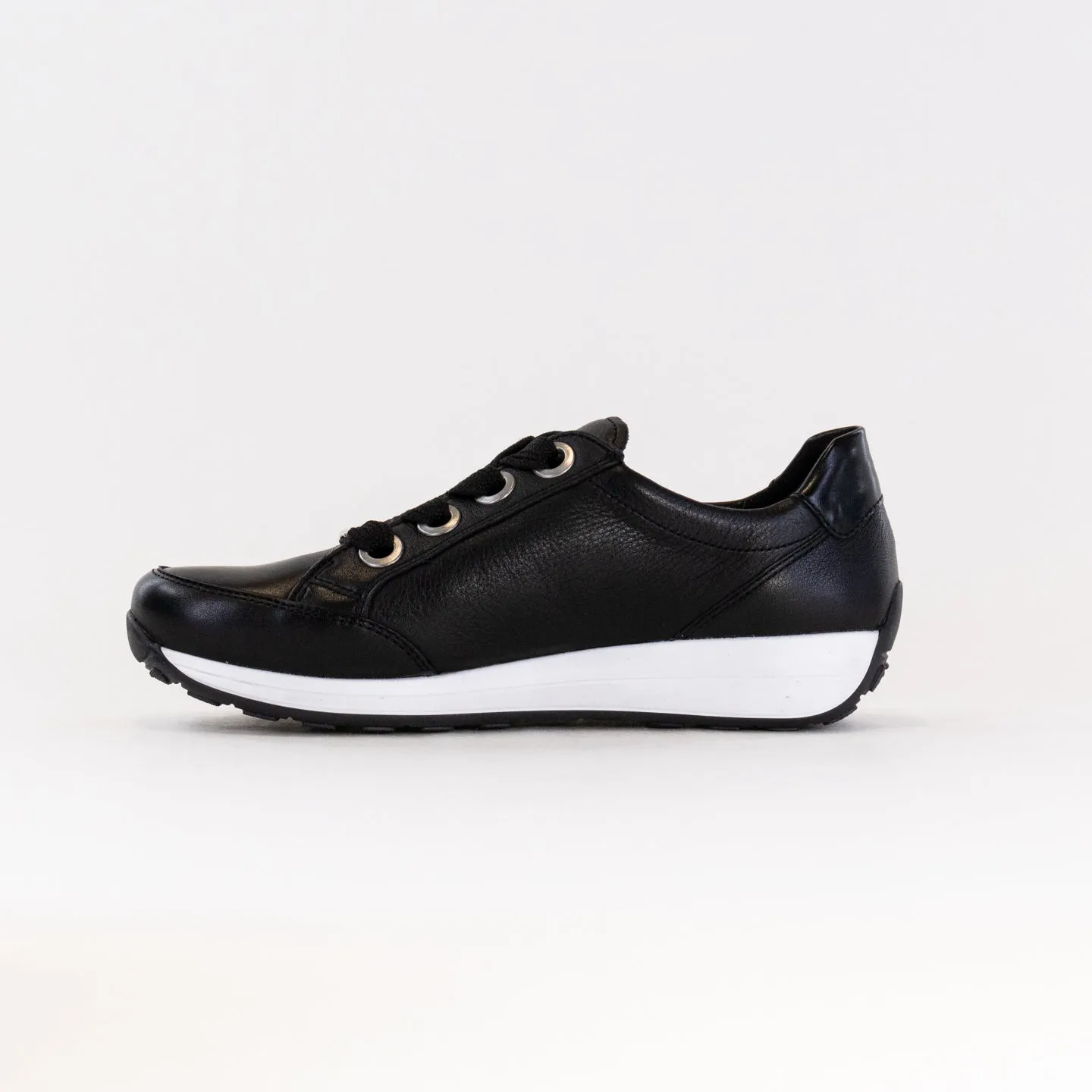 Ara Ollie Side Zip Lace Sneaker (Women's) - Black Leather wet shield