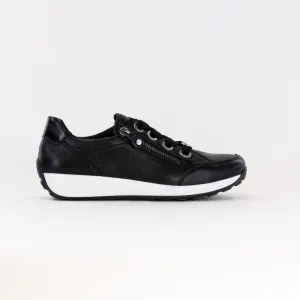 Ara Ollie Side Zip Lace Sneaker (Women's) - Black Leather wet defense