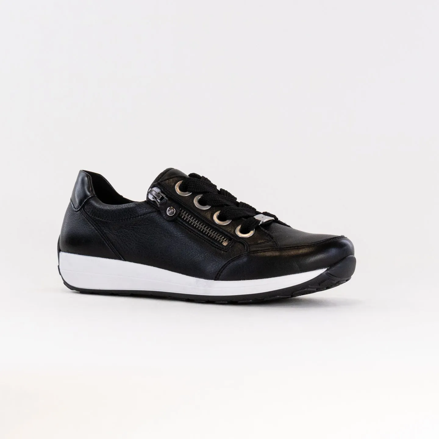 Ara Ollie Side Zip Lace Sneaker (Women's) - Black Leather soft landing