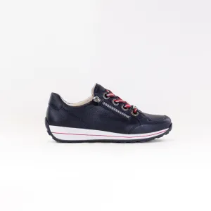 Ara Ollie Side Zip Lace Sneaker (Women's) - Navy Leather friction lock
