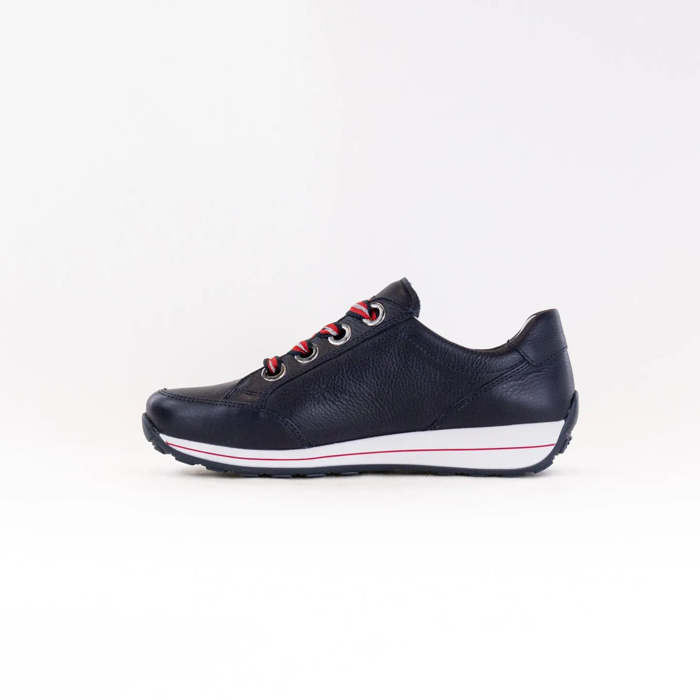 Ara Ollie Side Zip Lace Sneaker (Women's) - Navy Leather clean path
