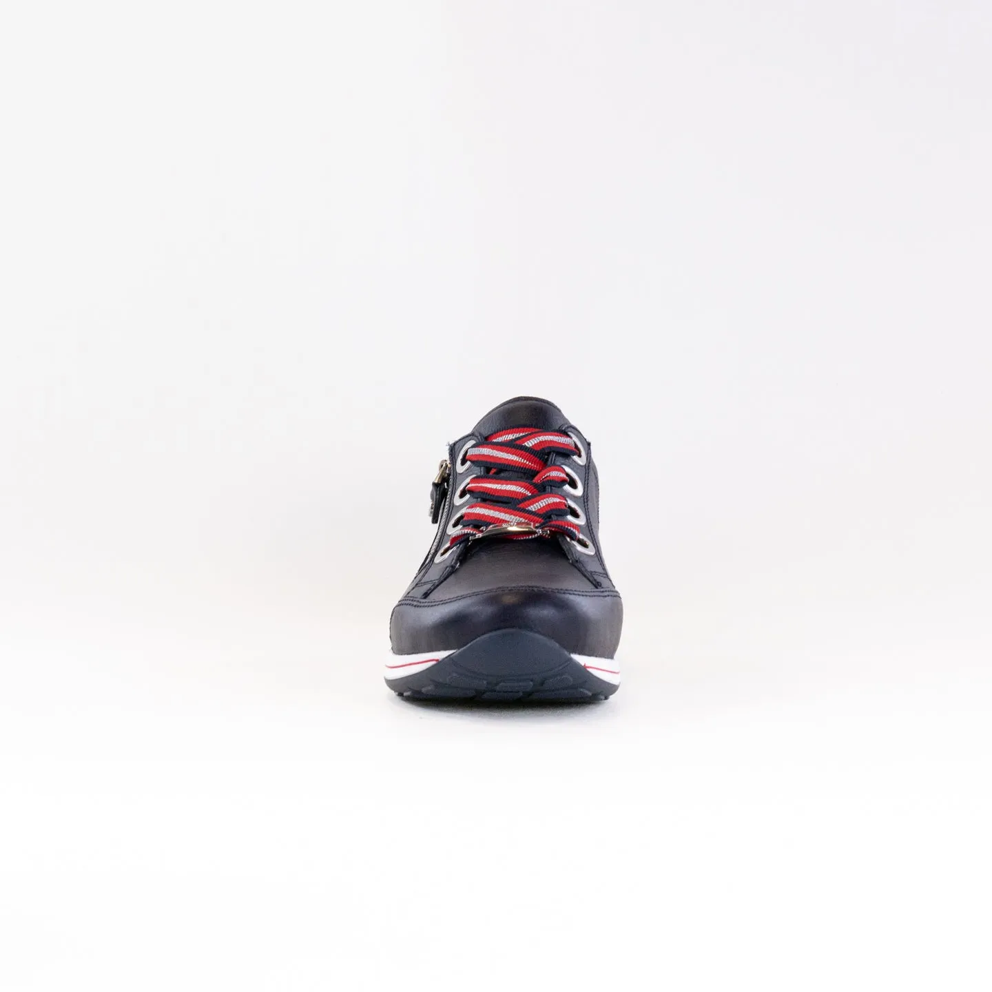 Ara Ollie Side Zip Lace Sneaker (Women's) - Navy Leather edge guard