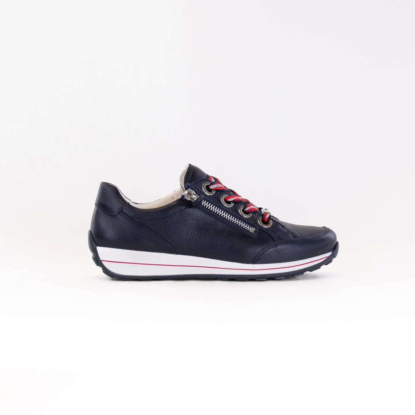 Ara Ollie Side Zip Lace Sneaker (Women's) - Navy Leather friction lock