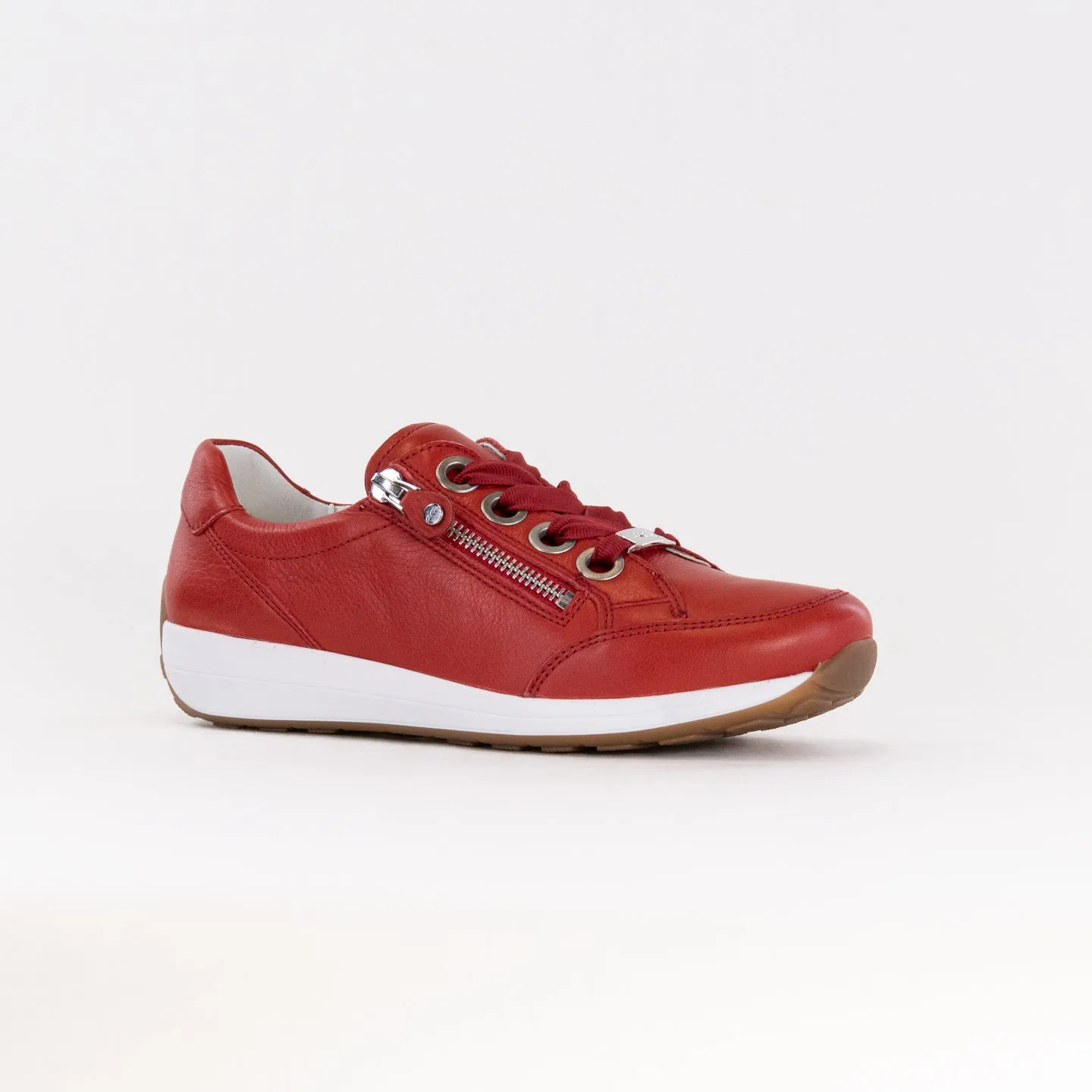 Ara Ollie Side Zip Lace Sneaker (Women's) - Red Leather weekend gear