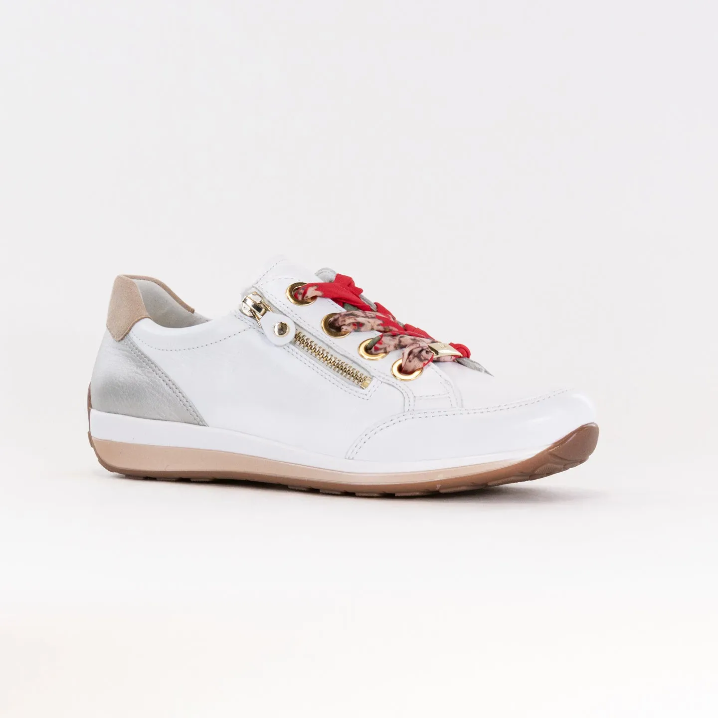 Ara Ollie Size Zip Lace Sneaker (Women's) - White/Silver dry shield