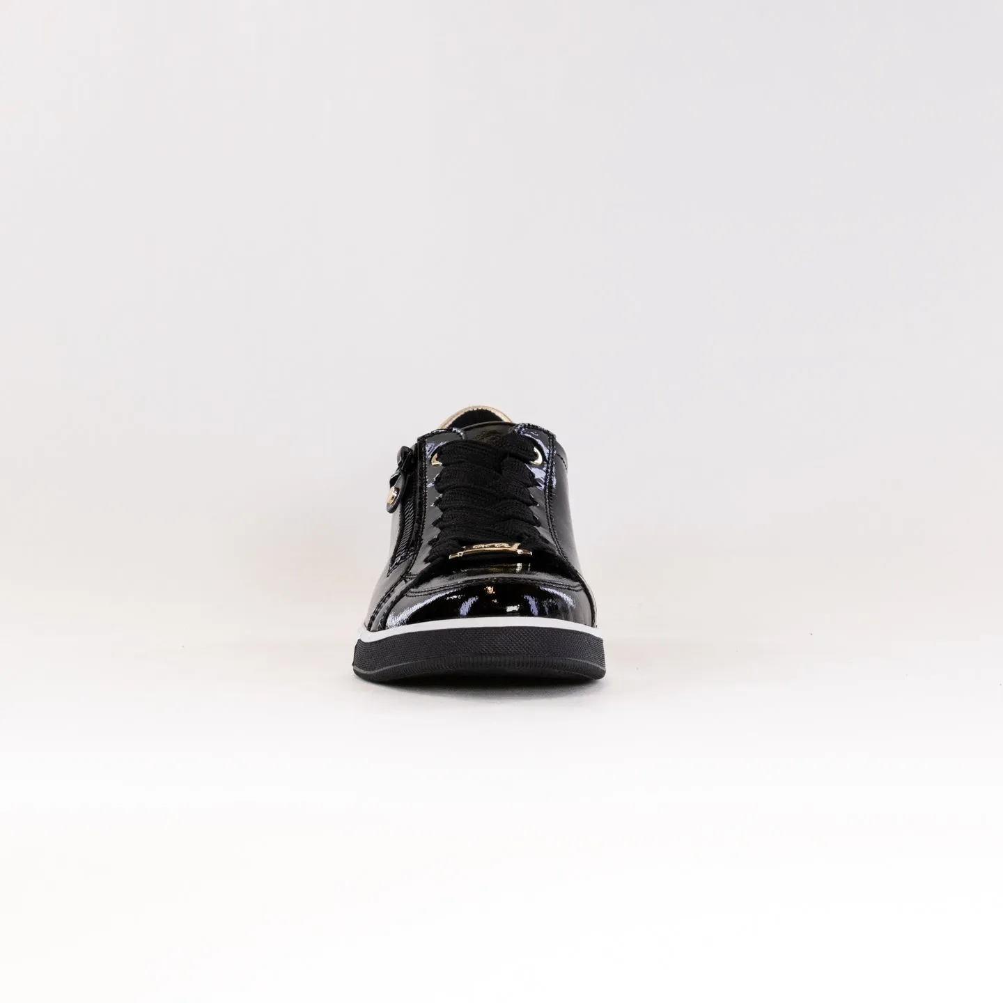 Ara Rei Low Double Zip Sneaker (Women's) - Black Patent vent sole