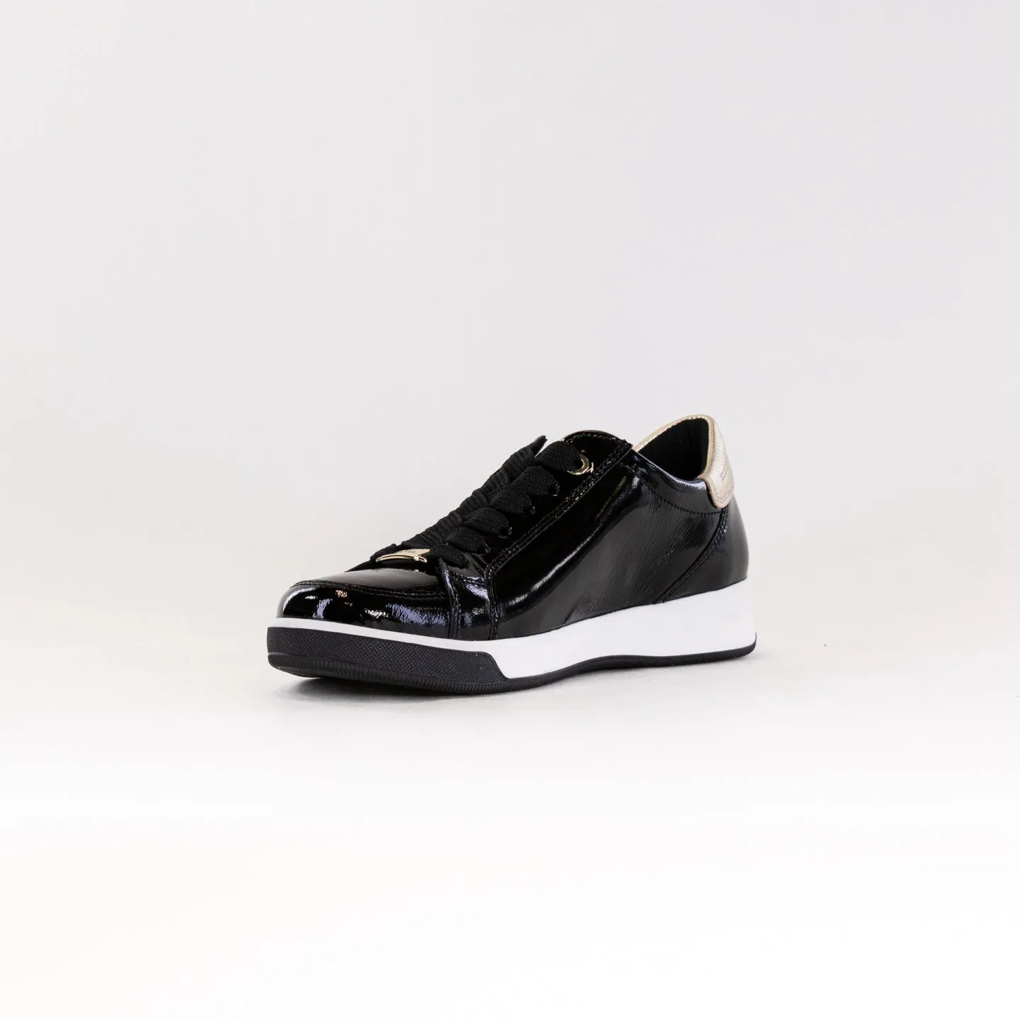 Ara Rei Low Double Zip Sneaker (Women's) - Black Patent dry shield