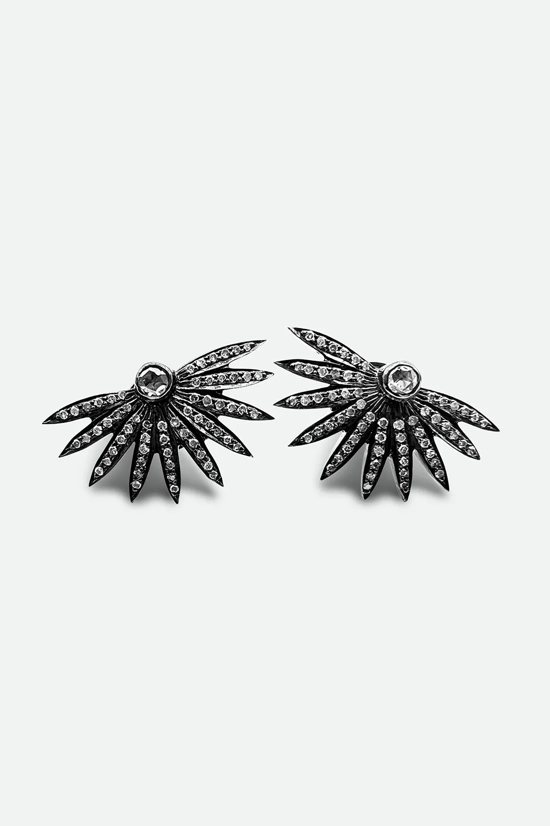 ART DECO LARGE DIAMOND FAN EARRINGS edgy touch
