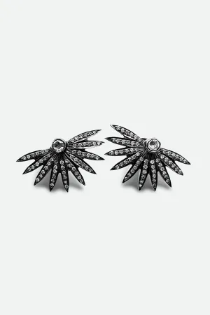 ART DECO LARGE DIAMOND FAN EARRINGS edgy touch