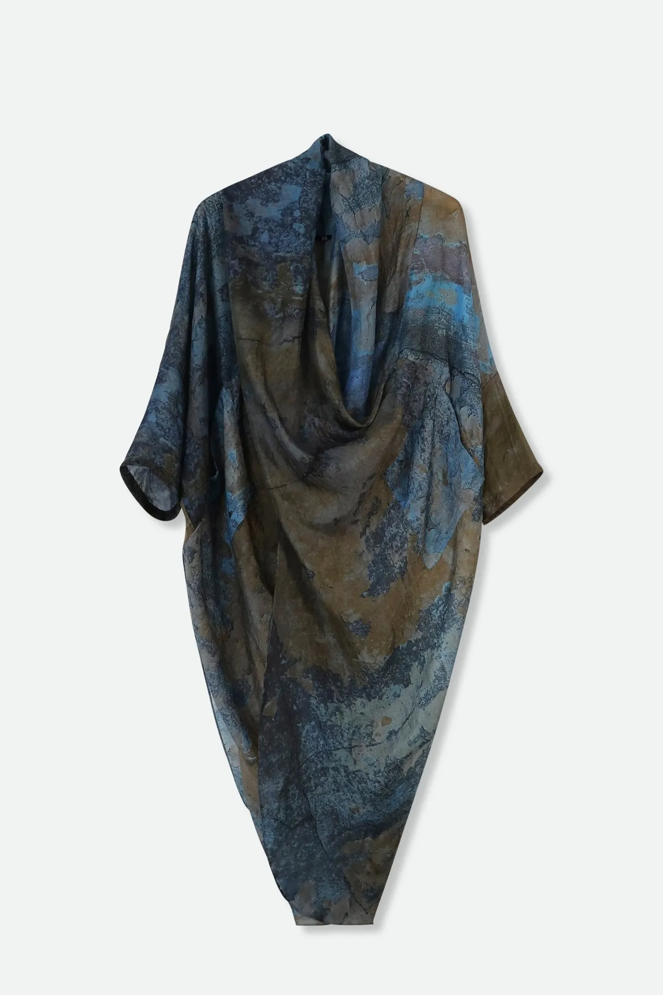 ATHENA CAPE WRAP IN SILK VOILE IN BLUE GREEN PAINT timeless piece