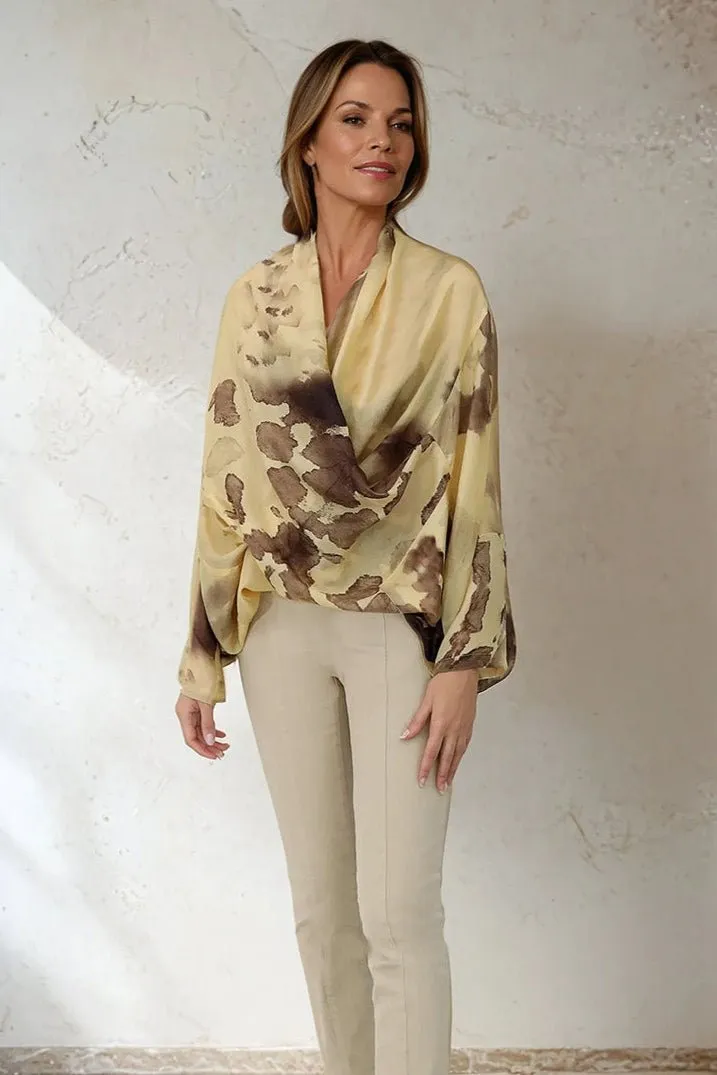 ATHENA CAPE WRAP IN SILK VOILE IN SUMMER SUNSET retro vibe