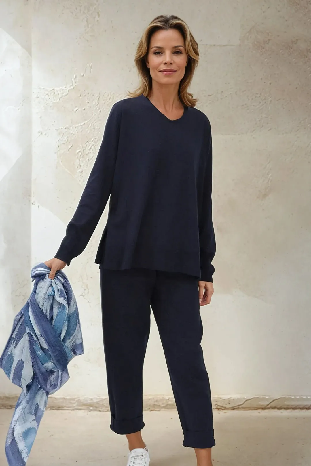 AVERY V NECK TUNIC IN DOUBLE KNIT PIMA COTTON fresh tone