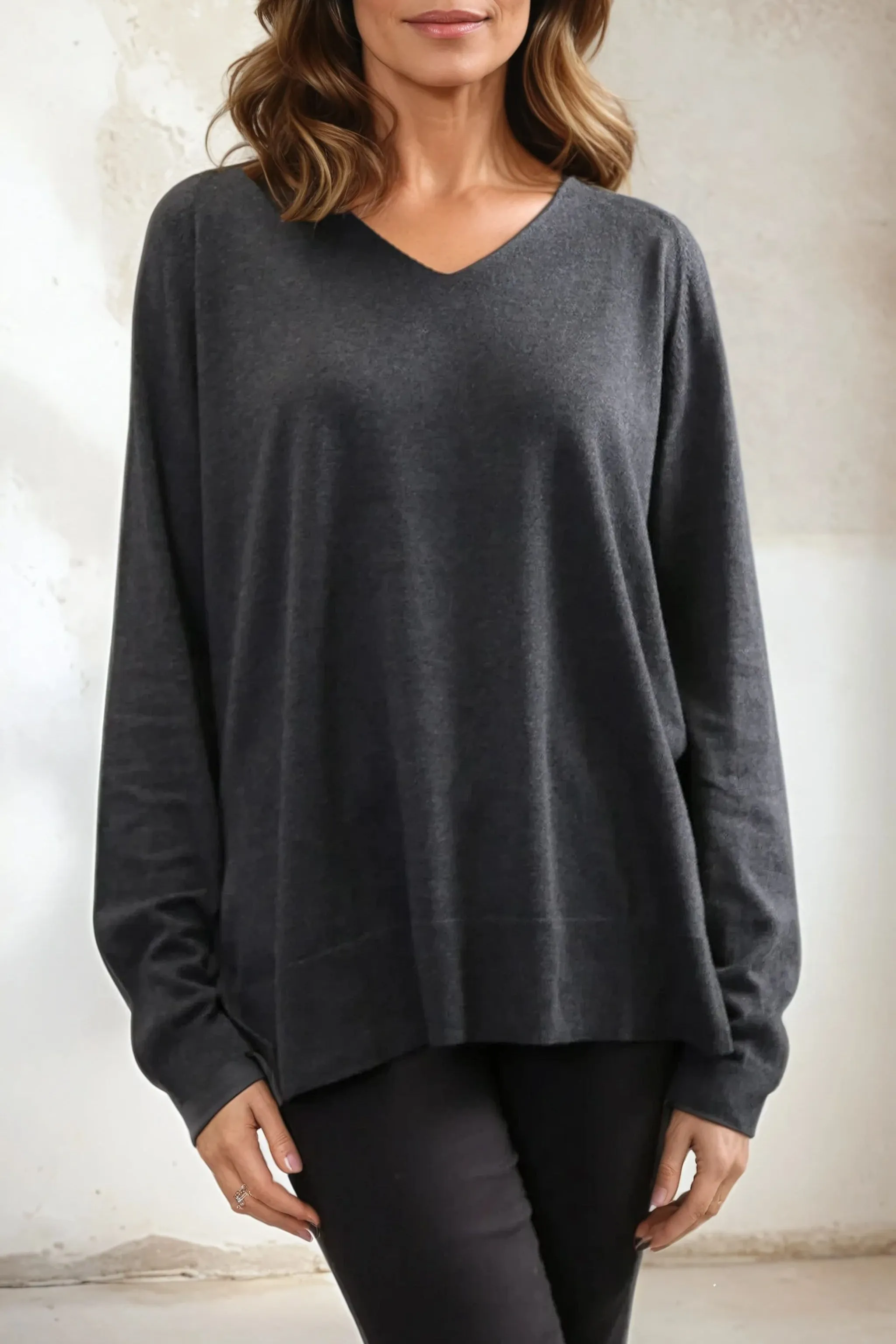 AVERY V NECK TUNIC IN DOUBLE KNIT PIMA COTTON soul vibe