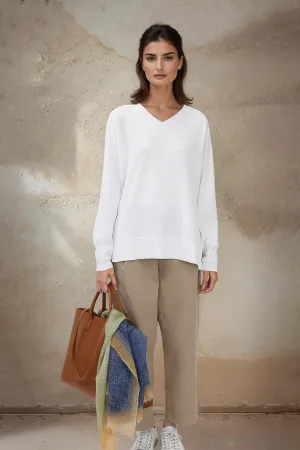 AVERY V NECK TUNIC IN DOUBLE KNIT PIMA COTTON tailored ease AVERY V NECK TUNIC IN DOUBLE KNIT PIMA COTTON smart casual