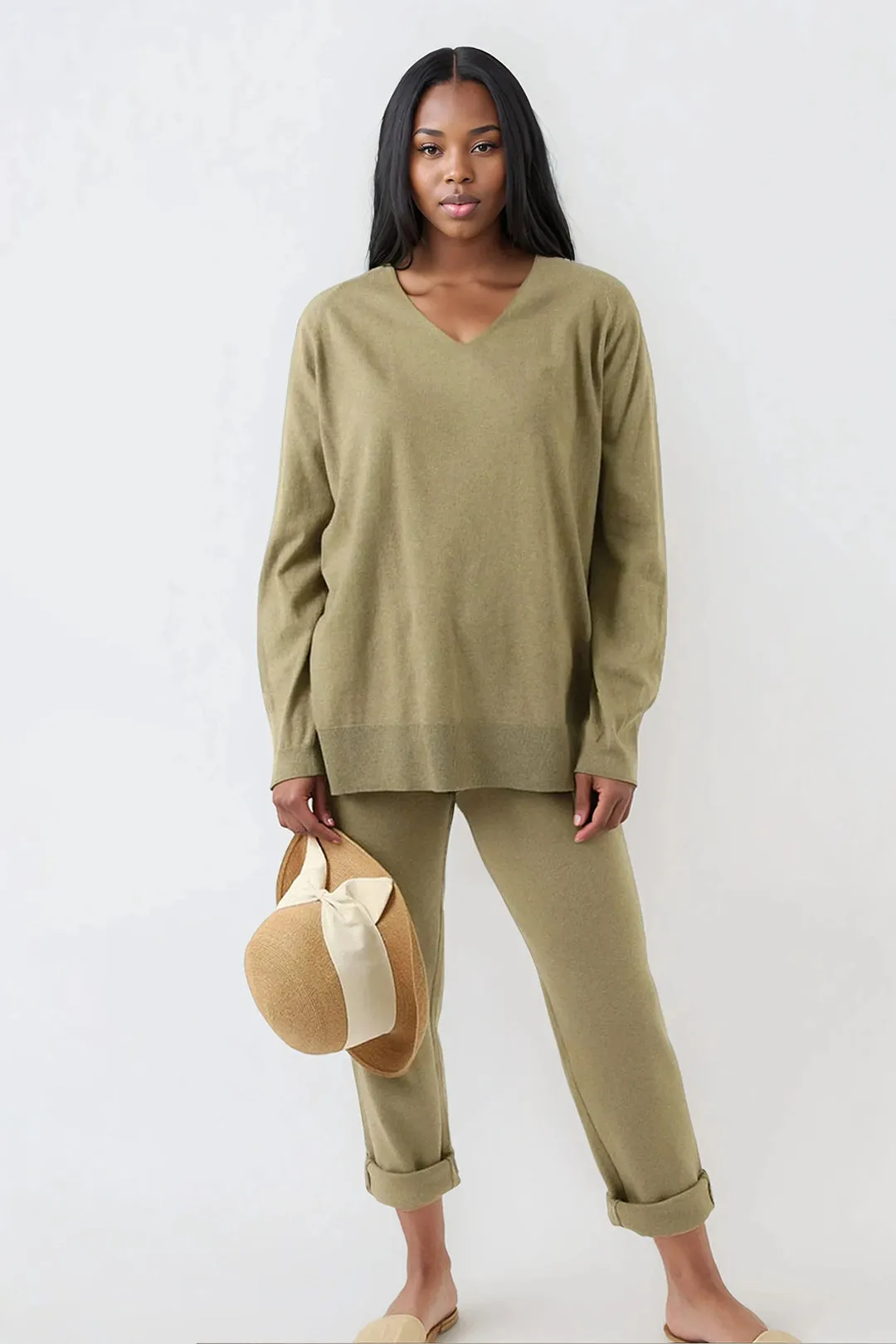 AVERY V NECK TUNIC IN DOUBLE KNIT PIMA COTTON any wear
