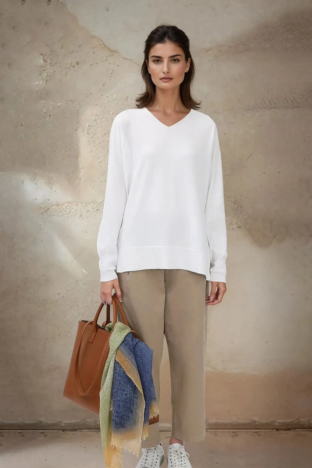 AVERY V NECK TUNIC IN DOUBLE KNIT PIMA COTTON smart casual