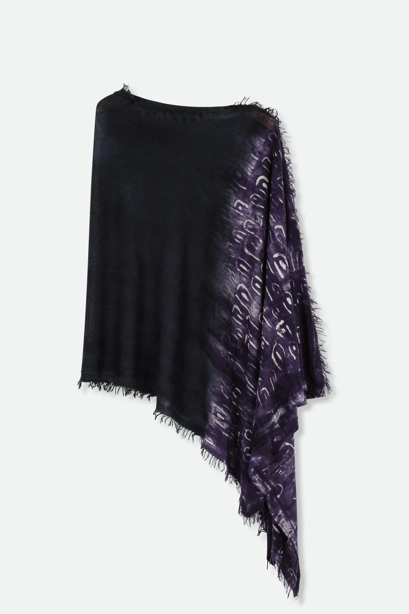 BALI IN HAND DYED CARRIAGI CASHMERE FRINGE ROYAL INDIGO VIOLET soft texture