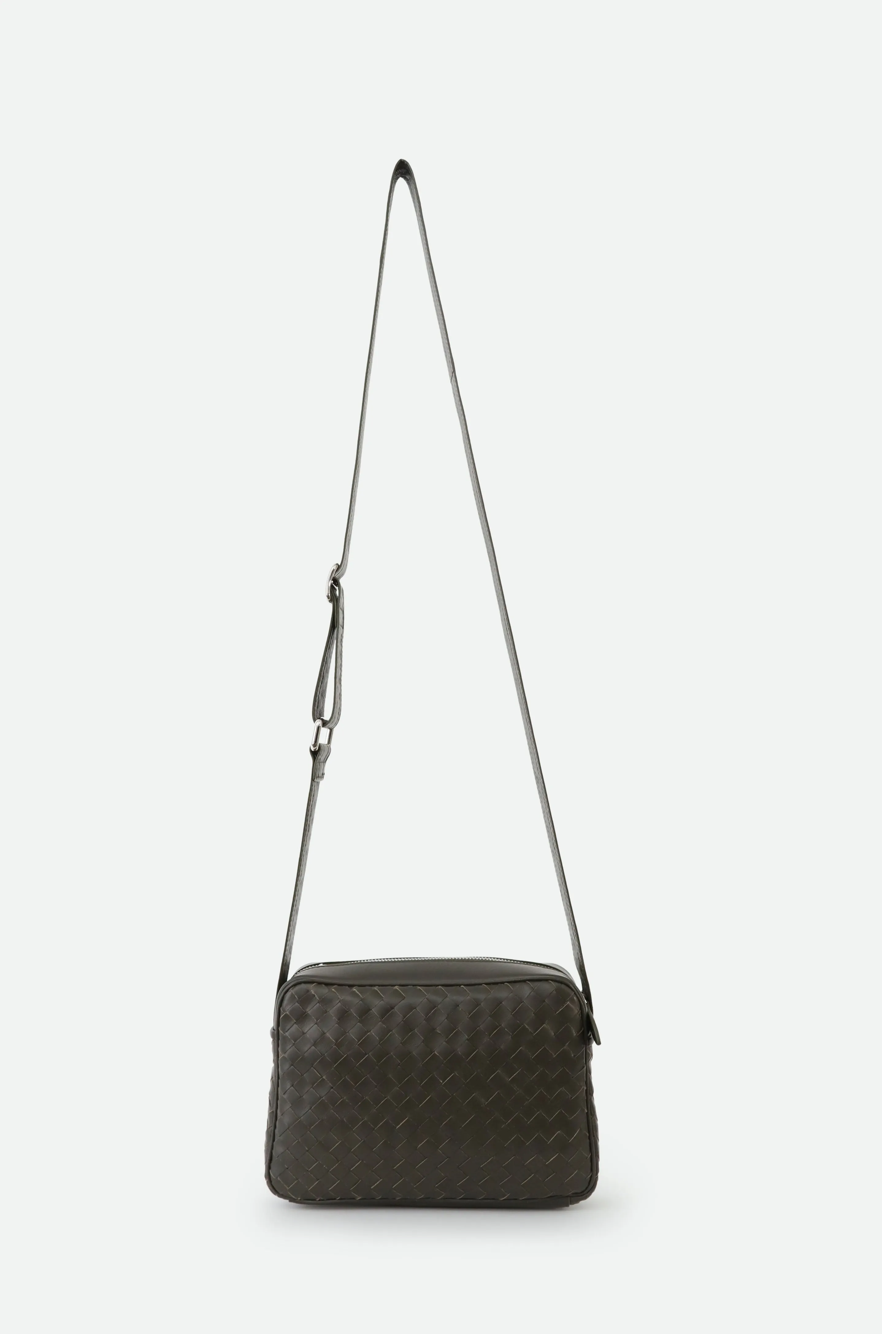 BARI WOVEN BAG IN ITALIAN LEATHER OLIVE neat build