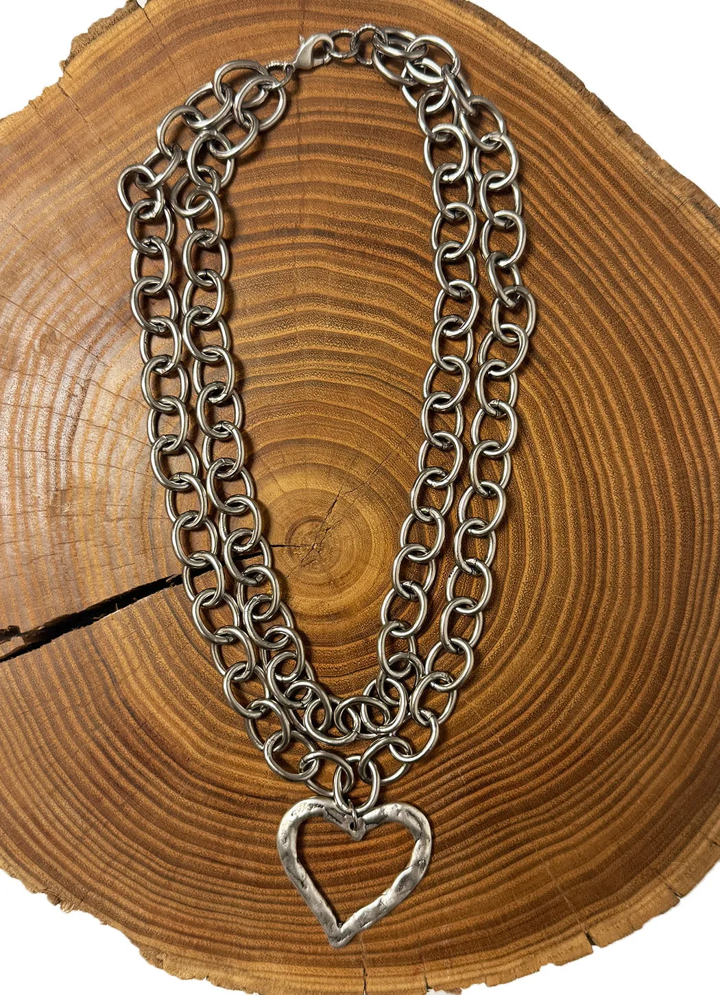 Belle Via Jewelry Double Chain Open Heart Necklace zodiac sign