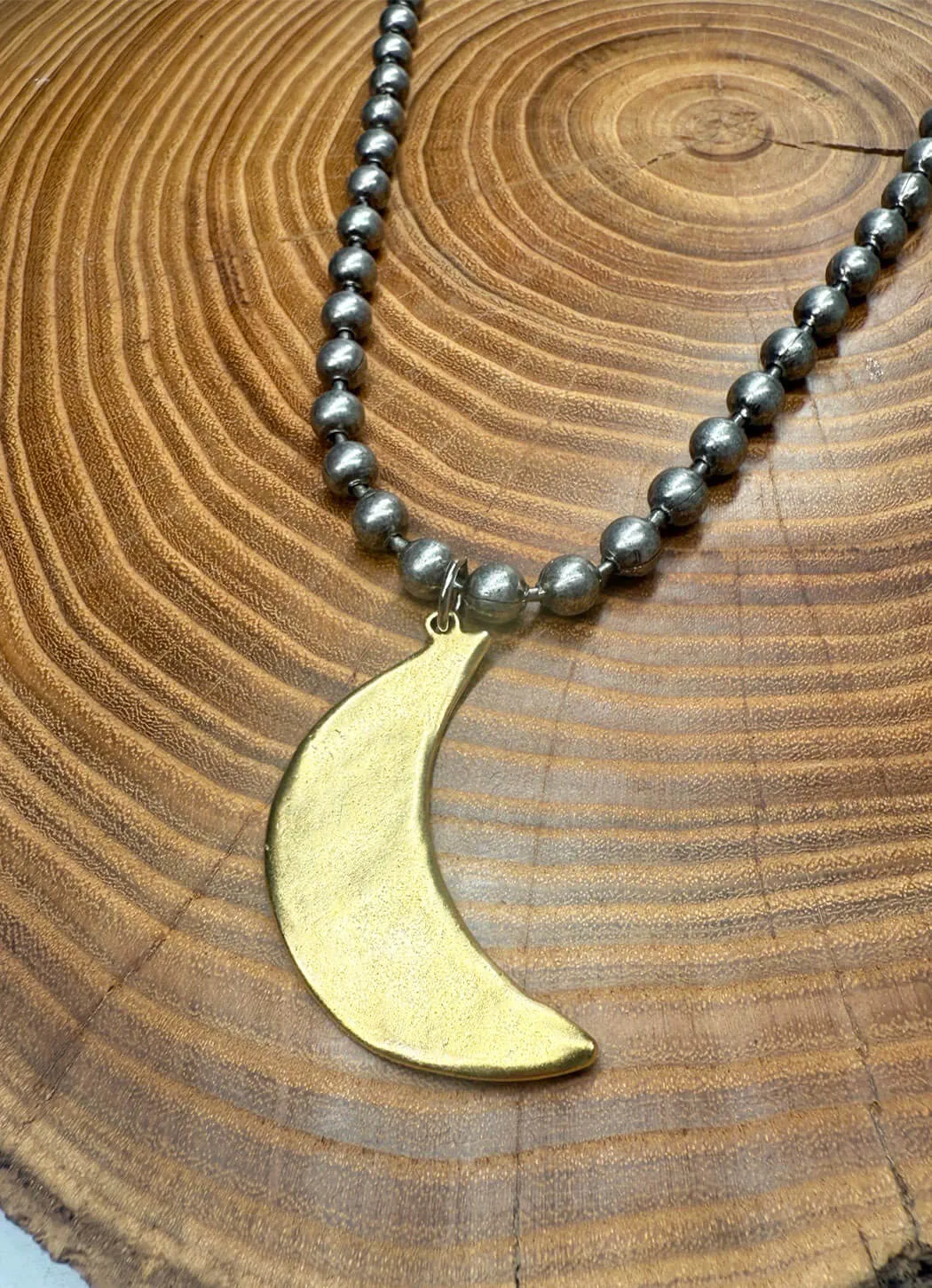 Belle Via Jewelry Hammered Moon Necklace sea vibe