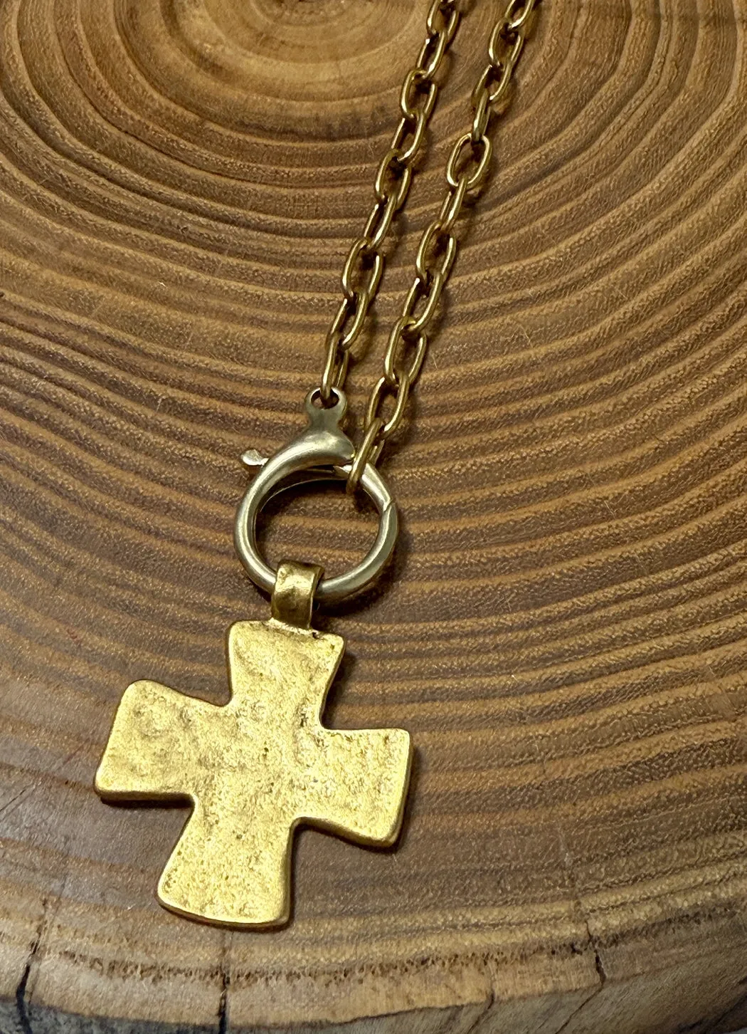 Belle Via Jewelry Hammered Square Cross Necklace loyalty token