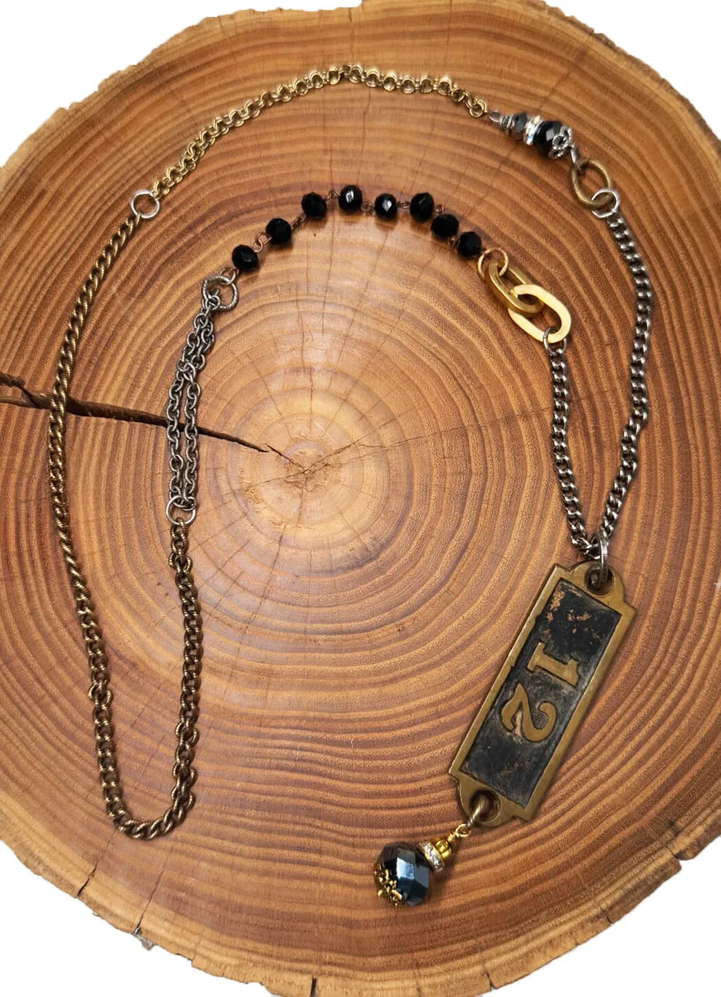 Belle Via Jewelry Vintage Locker Tag Necklace natural tone