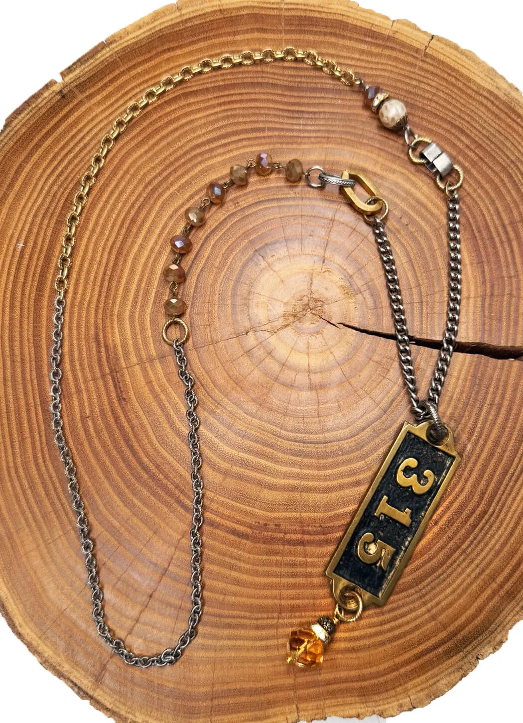 Belle Via Jewelry Vintage Locker Tag Necklace blessing charm