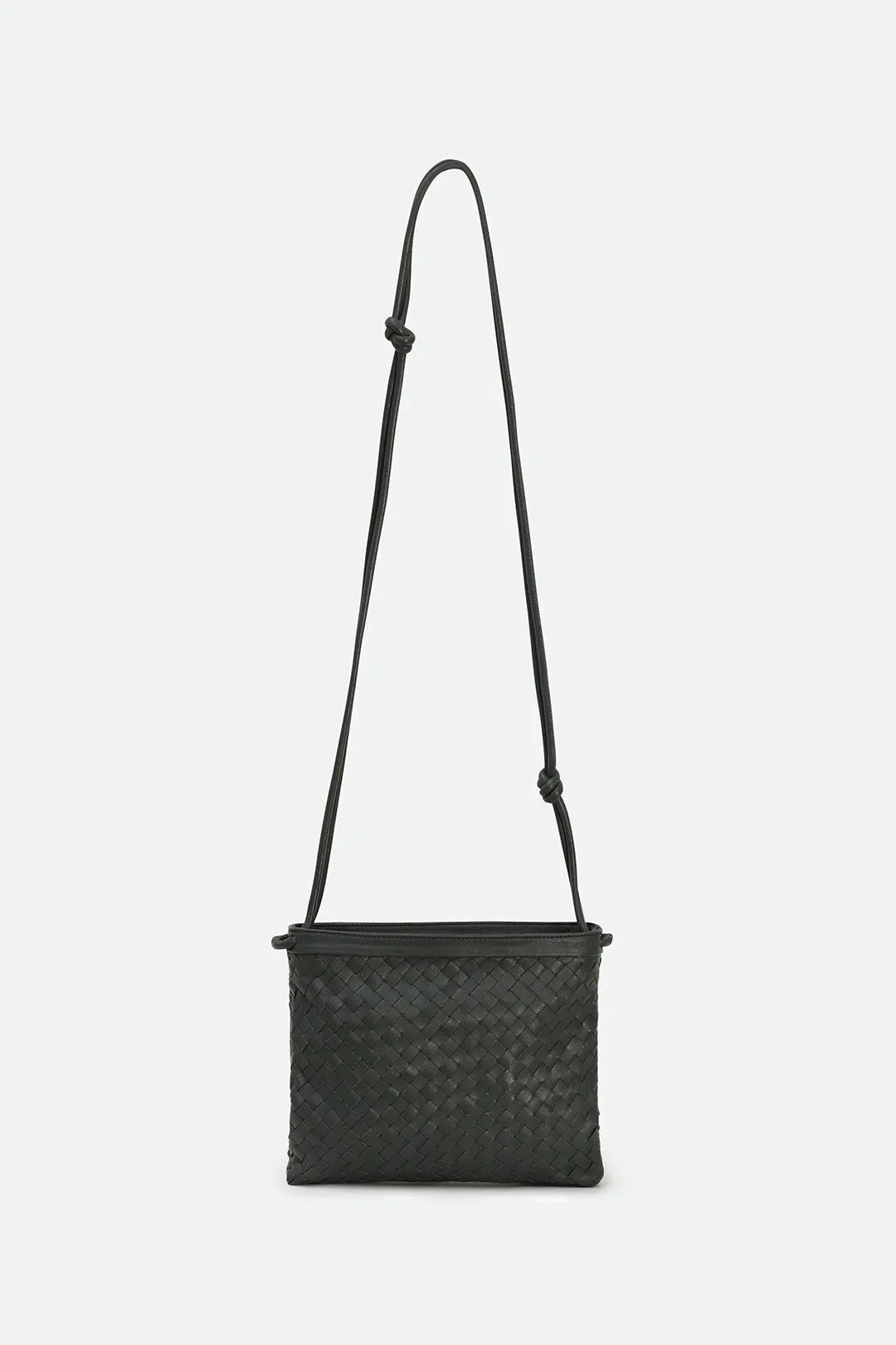 BELLIZZI BAG IN WOVEN ITALIAN LEATHER FOREST sleek edge