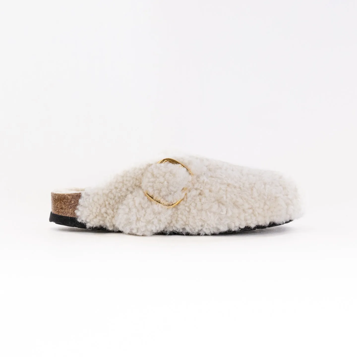 Birkenstock Boston Big Buckle Shearling (Women's) - Teddy Eggshell path fit