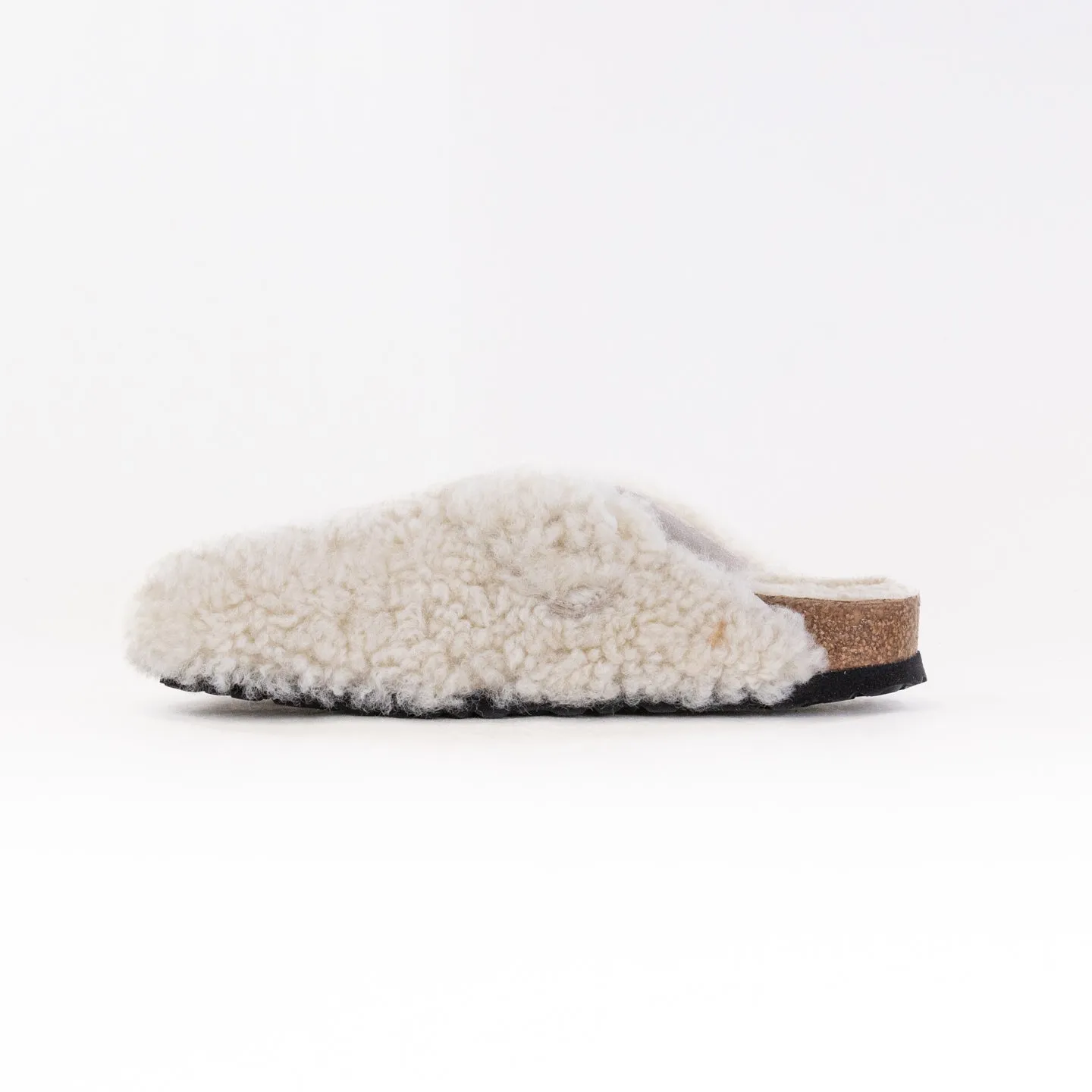 Birkenstock Boston Big Buckle Shearling (Women's) - Teddy Eggshell vent sole