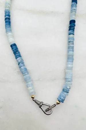 BLUE OPAL GRADIENT WITH DIAMOND CLASP NECKLACE signature look