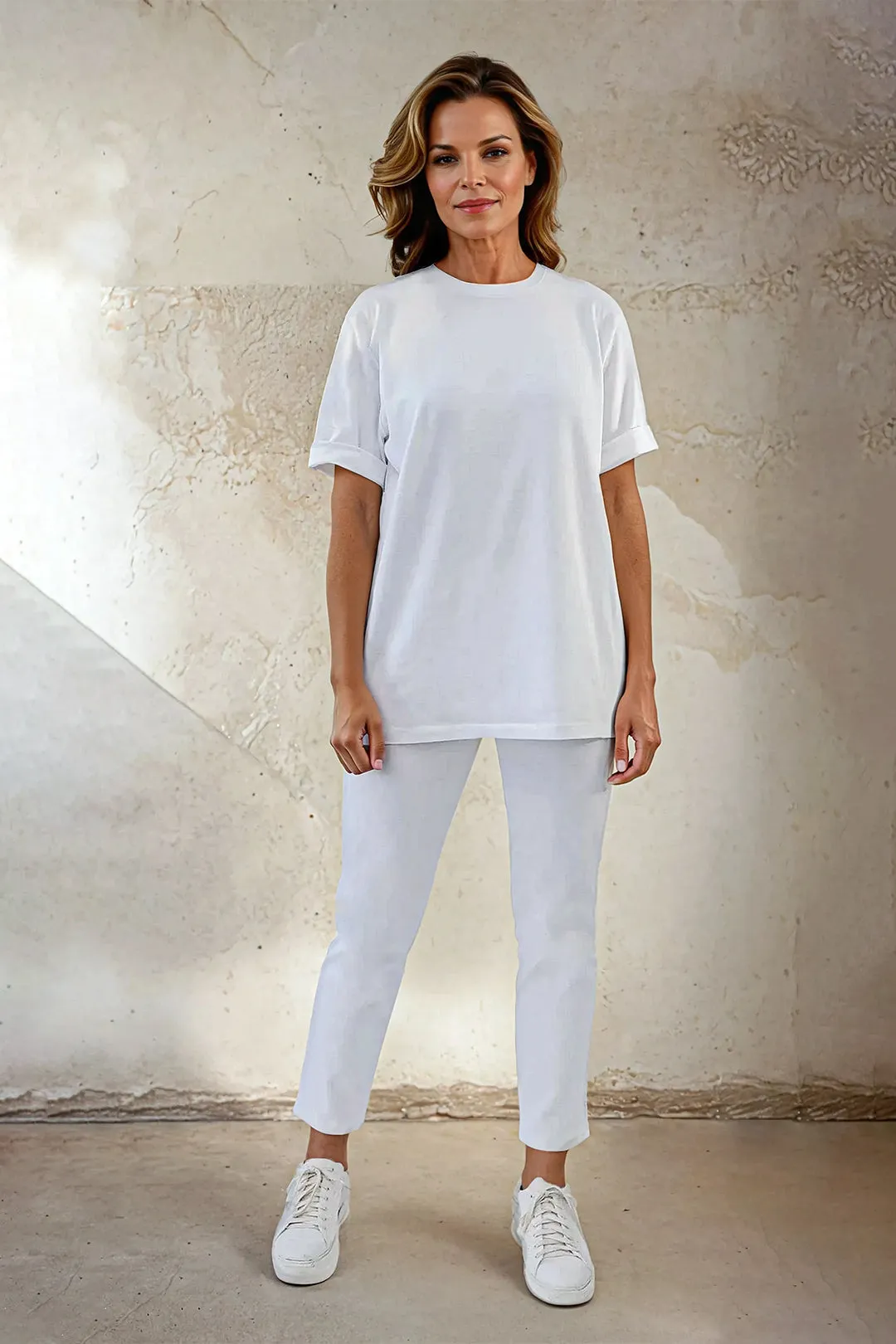 BOYFRIEND CREW T-SHIRT IN PIMA COTTON STRETCH calm dress