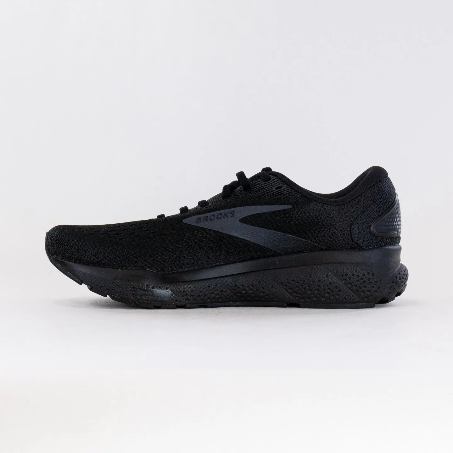 Brooks Ghost 16 (Mens) - Black/Black/Ebony ankle boost
