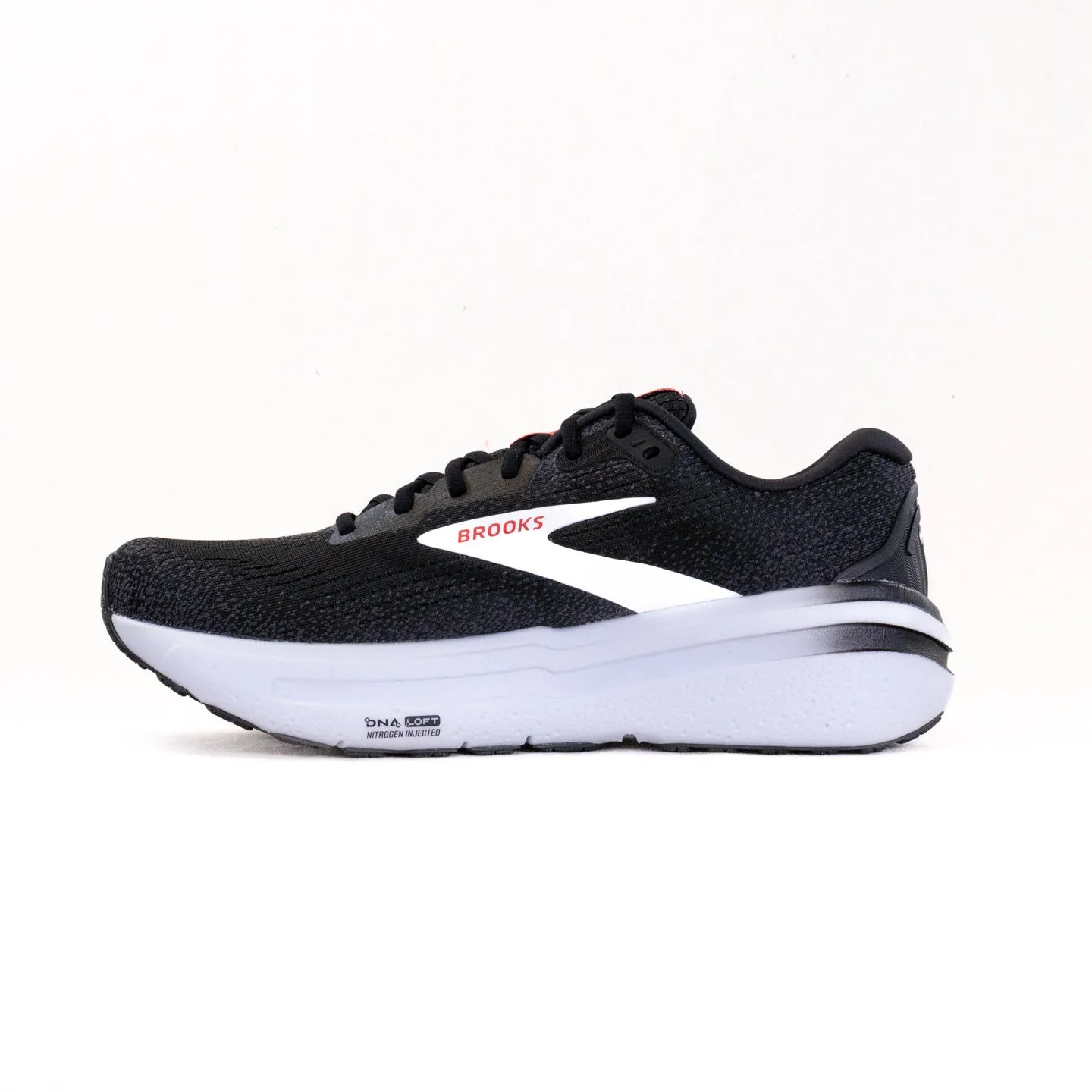 Brooks Ghost Max 2 (Men's) - Black/White/Fiery Red soft pulse