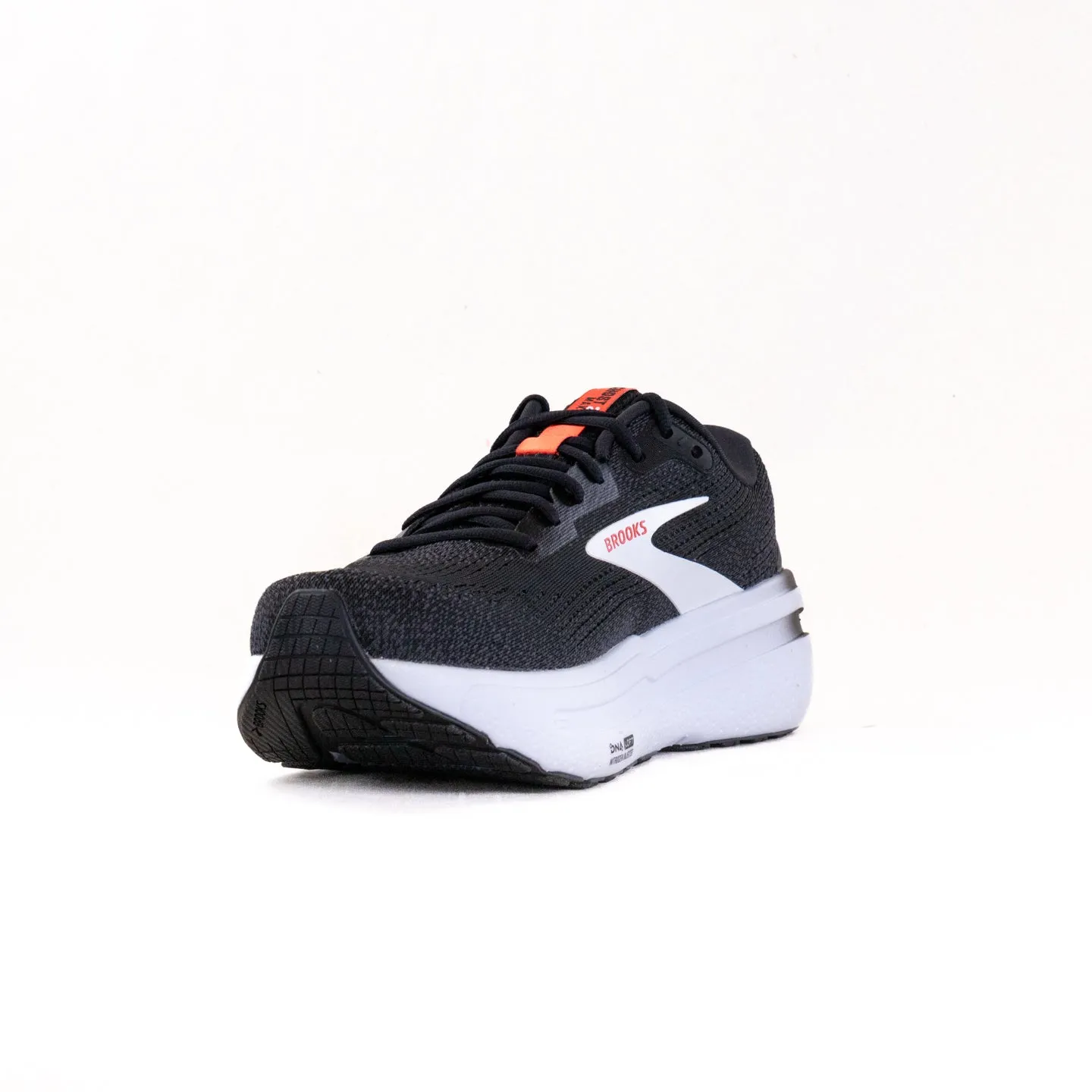 Brooks Ghost Max 2 (Men's) - Black/White/Fiery Red energy zone