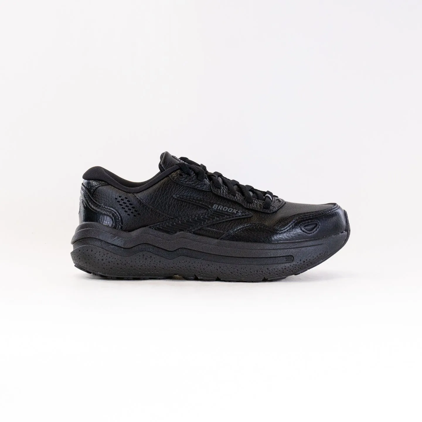 Brooks Ghost Max Leather (Women's) - Black/Black wind step