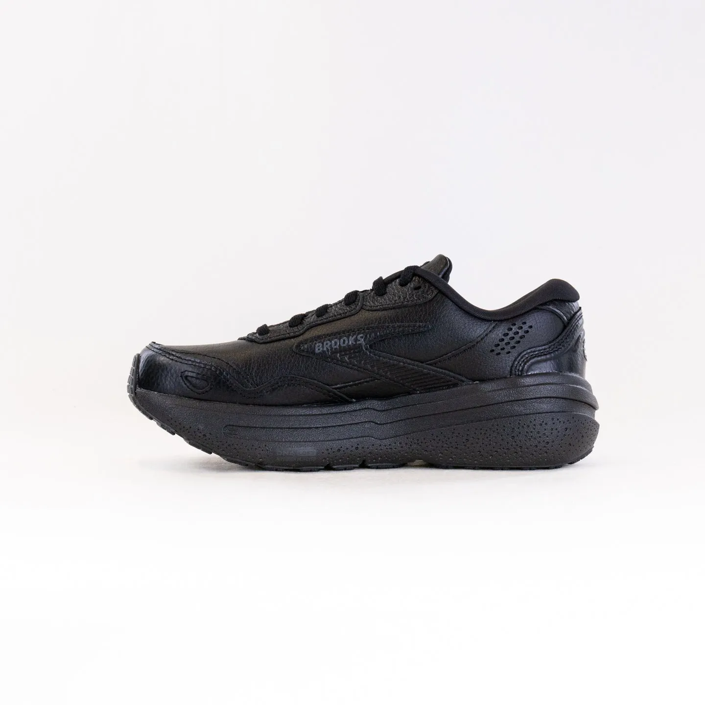 Brooks Ghost Max Leather (Women's) - Black/Black relief tech