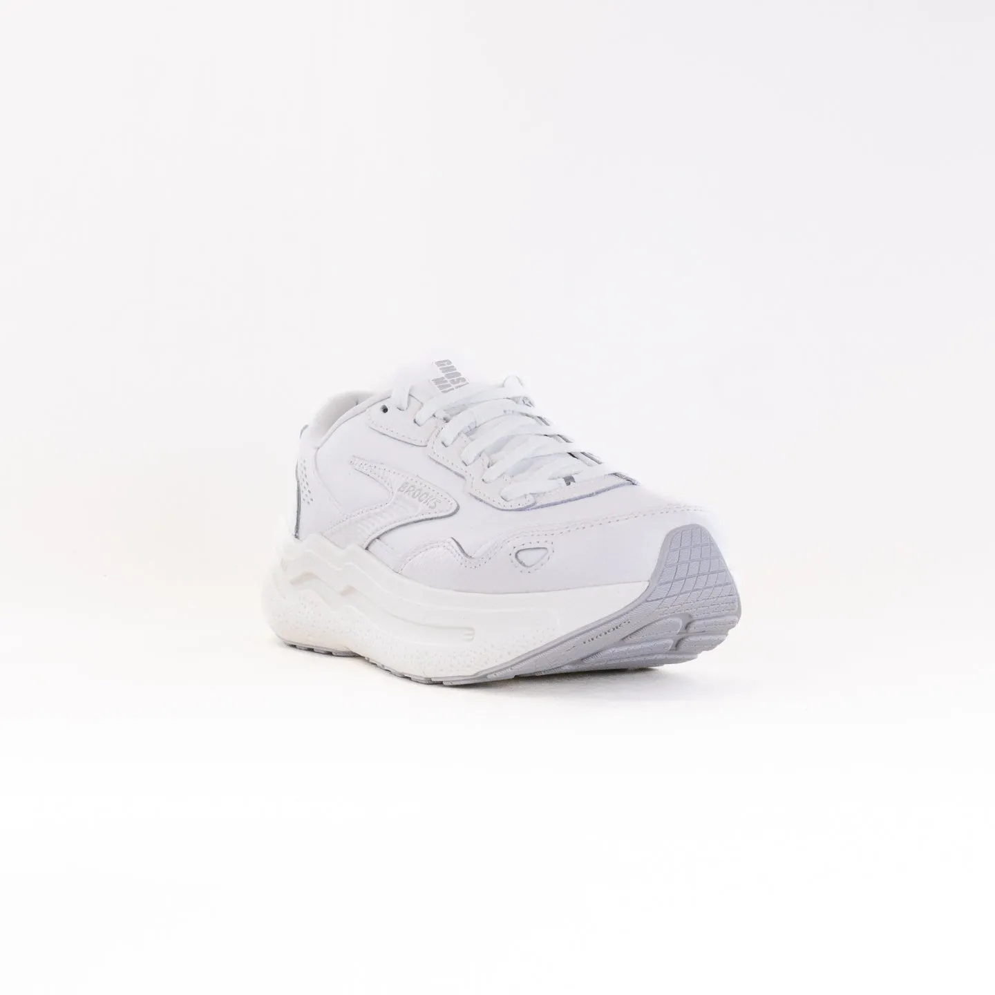 Brooks Ghost Max Leather (Women's) - White/White retro vibe