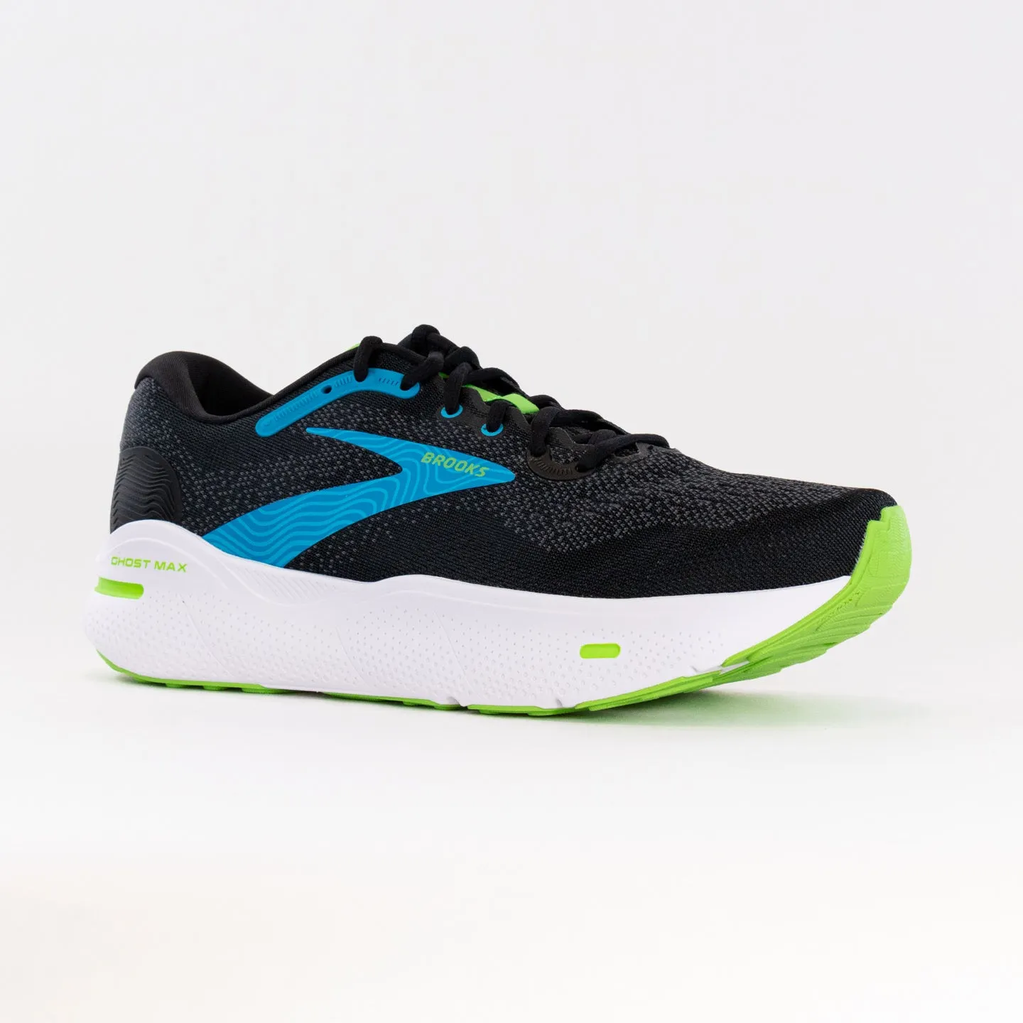Brooks Ghost Max (Men's) - Black/Atomic Blue/Jasmine form lock